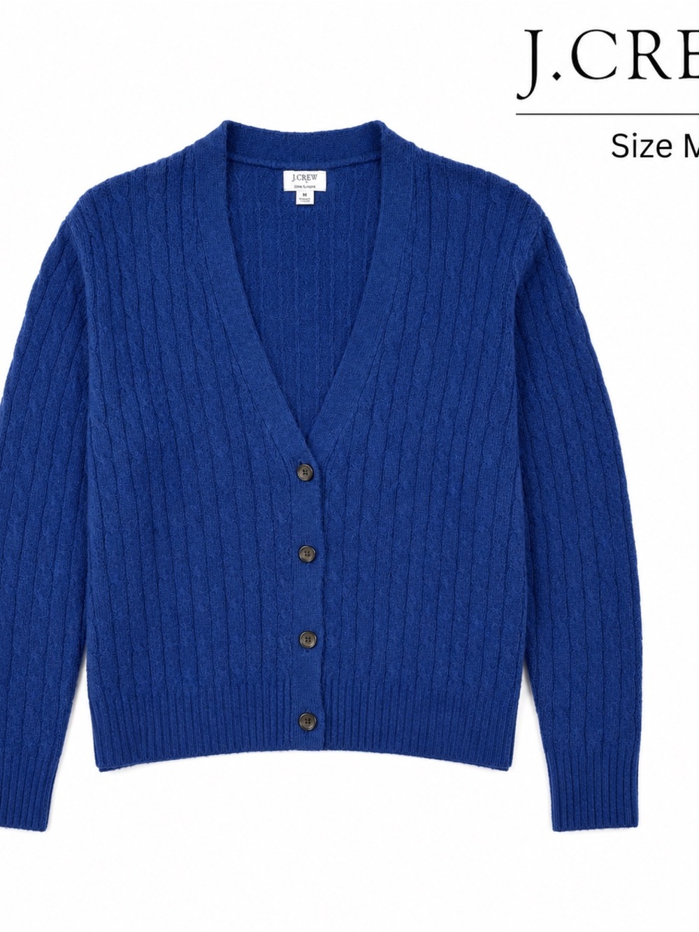 J.Crew NWT Blue Extra Soft Cable Knit Cardigan Sweater M